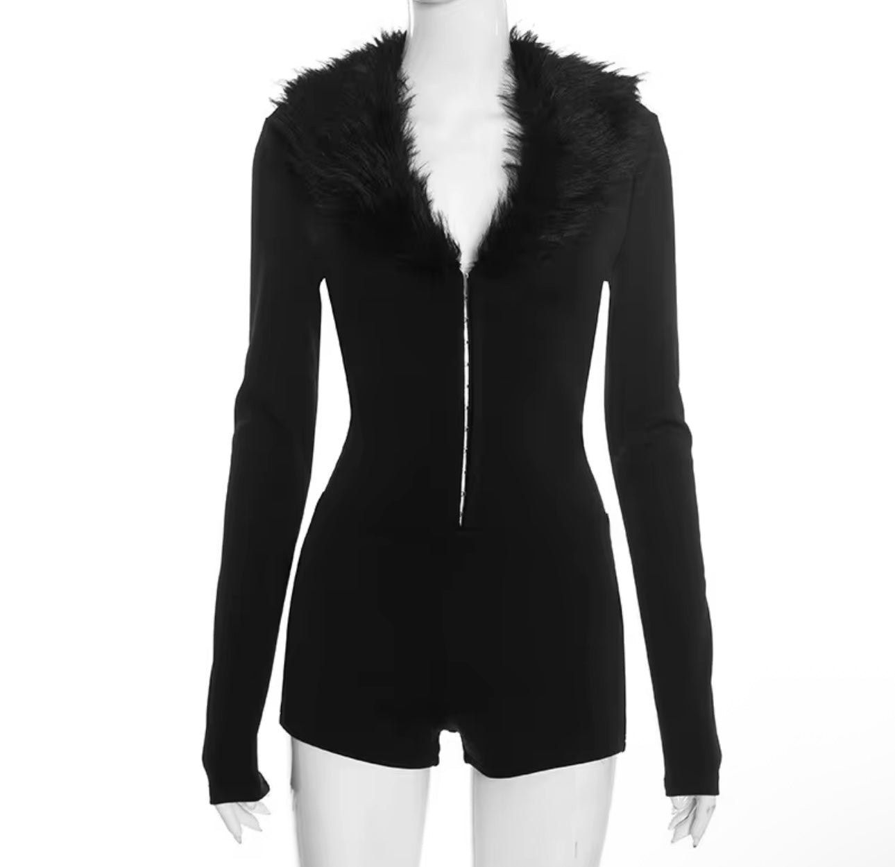 Fur Collar Romper